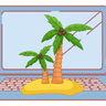 laptop with palm tree illustration svg