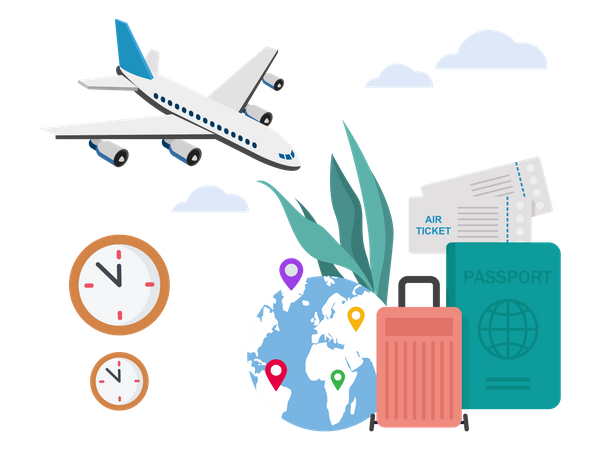 Business trip banner with passport  Illustration