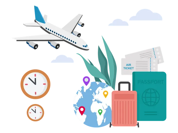 Business trip banner with passport  Illustration