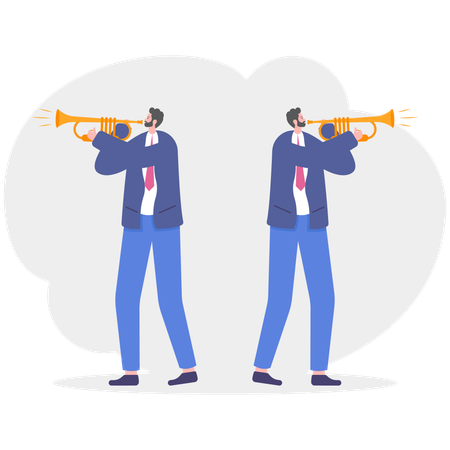 Business two people trumpet player  Illustration