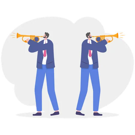 Business two people trumpet player  Illustration