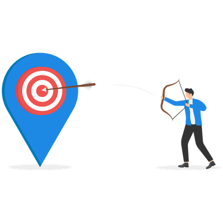 Business using bow and arrow shooting Business target position indicator  Illustration