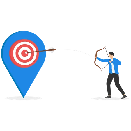 Business using bow and arrow shooting Business target position indicator  Illustration