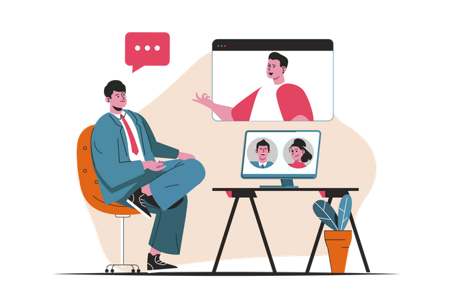 Business video conference Illustration