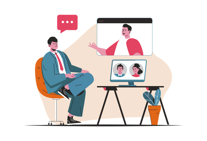 Business video conference  Illustration