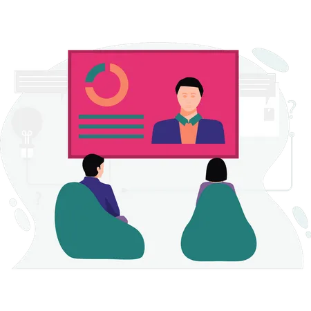 Boy And Girl Are On A Business Video Meeting Illustration