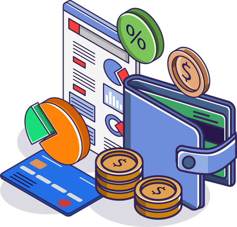 Business wallet analysis data  Illustration