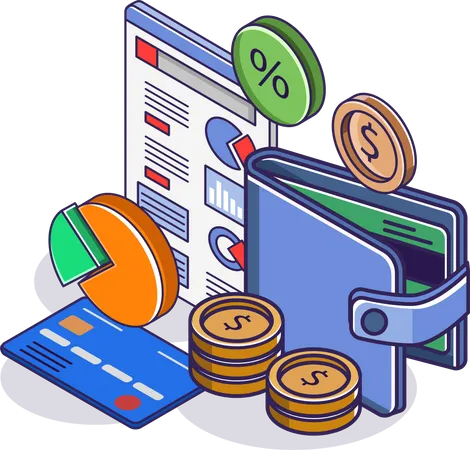 Business wallet analysis data  Illustration