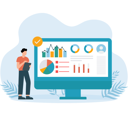 Business Website showing analytics page  Illustration