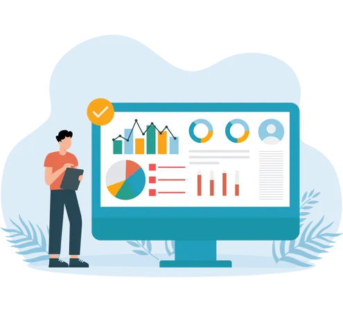 Business Website showing analytics page  Illustration