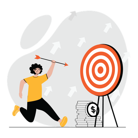 Business woman aiming towards target  Illustration