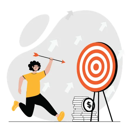 Business woman aiming towards target  Illustration