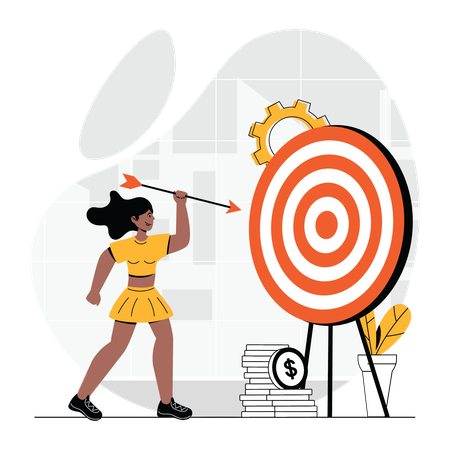 Business woman aiming towards target  Illustration