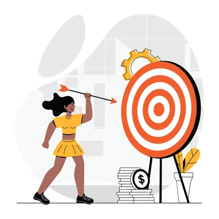 Business woman aiming towards target  Illustration