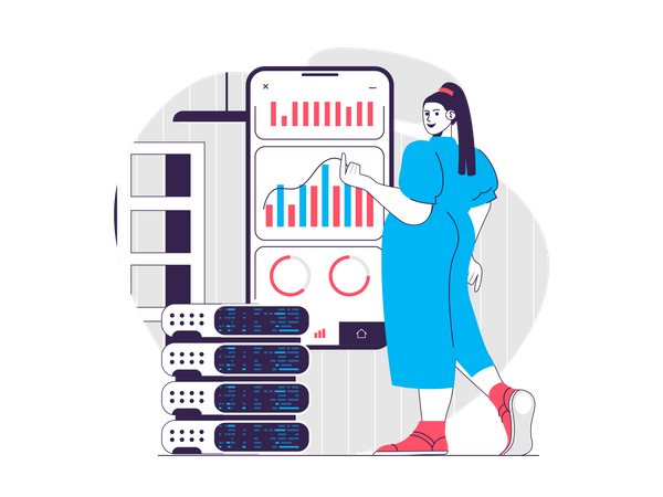 Business woman analyzing business data  Illustration