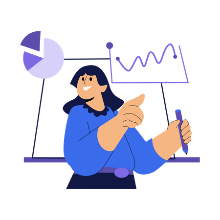 Business woman analyzing business data  Illustration