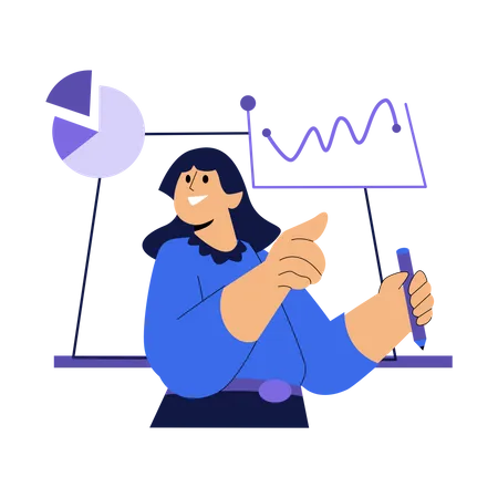 Business woman analyzing business data  Illustration