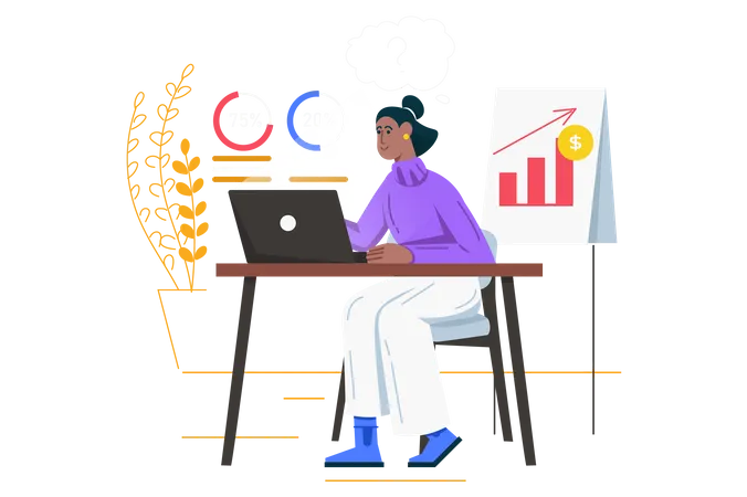 Business woman analyzing data  Illustration