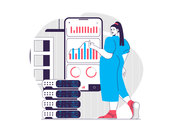 Business woman analyzing business data  Illustration