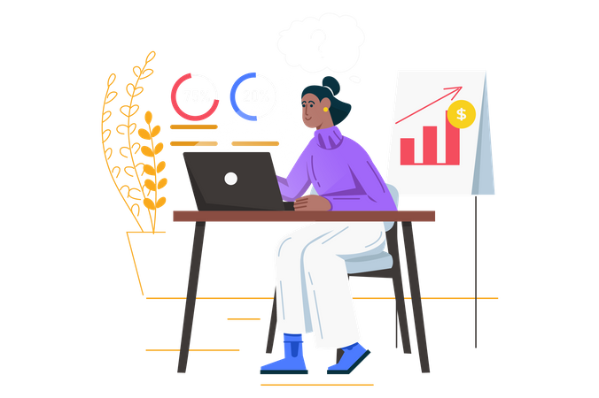 Business woman analyzing data  Illustration