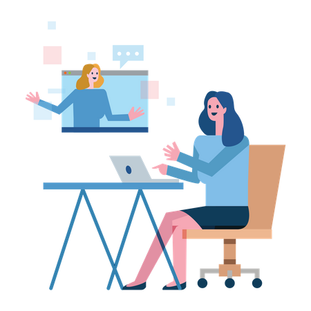 Business woman attending online meeting  Illustration