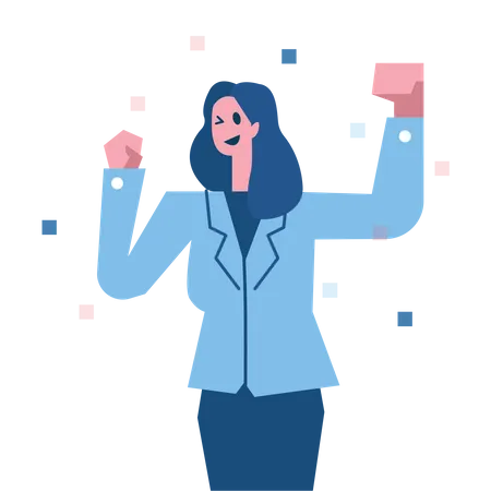 Happy Business Woman Cheerful Illustration