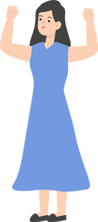 Business Woman Celebrating Victory Illustration