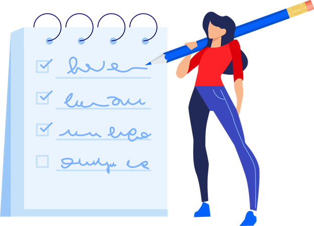 Business woman check on checklist  Illustration