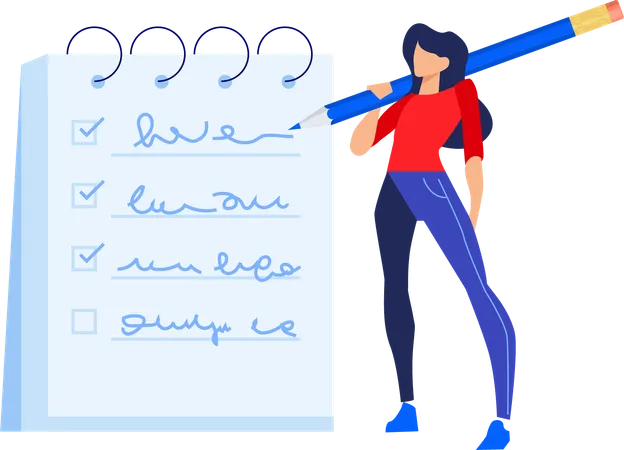 Business woman check on checklist  Illustration