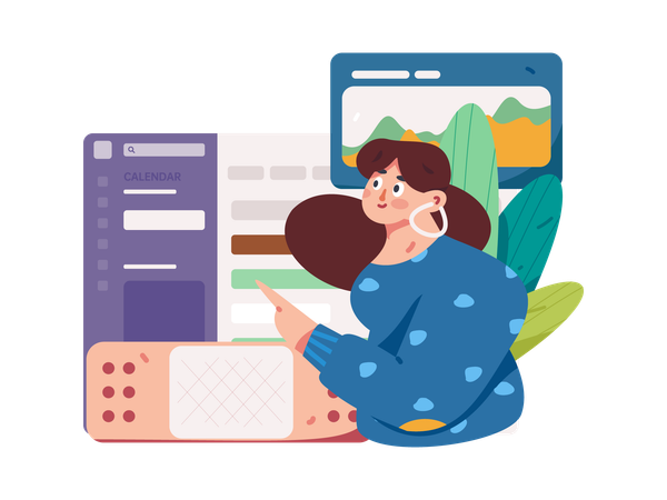 Business woman checking schedule  Illustration