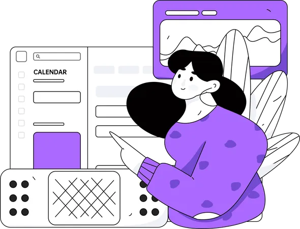 Business woman checking schedule  Illustration