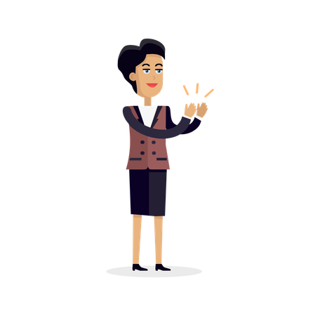 Business Woman Clapping Hands with Happy Face  Illustration