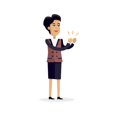 Business Woman Clapping Hands with Happy Face  Illustration