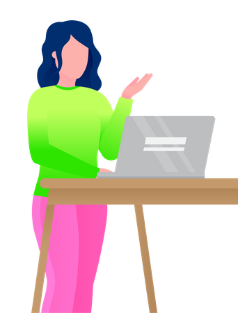 Business woman Communication on laptop Illustration