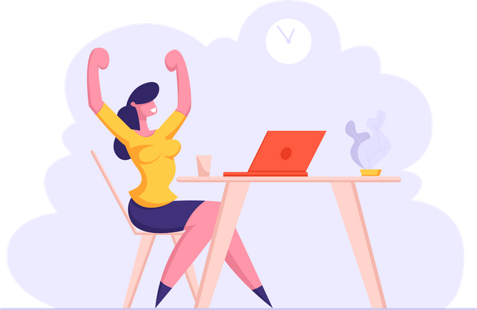 Business woman completing task on time  Illustration