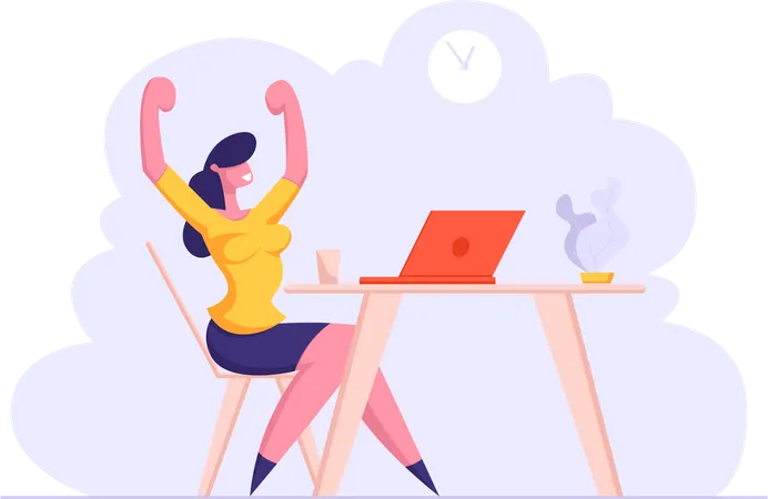 Business woman completing task on time  Illustration