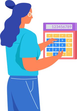 Business woman counts on calculator  Illustration