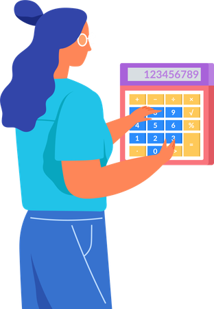 Business woman counts on calculator  Illustration