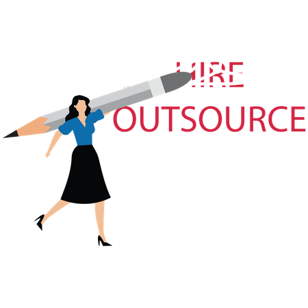 Business woman delete Hire word on with highlighter pen for business outsourcing  Illustration