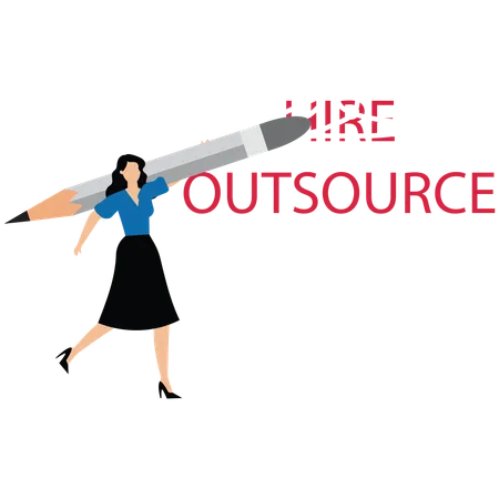 Business woman delete Hire word on with highlighter pen for business outsourcing  Illustration