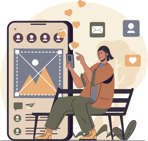 Business woman designing web layout  Illustration