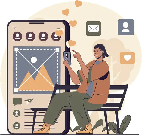 Business woman designing web layout  Illustration