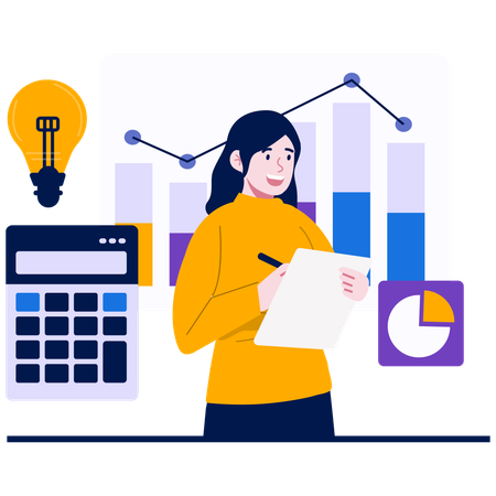 Business woman doing accounting  Illustration