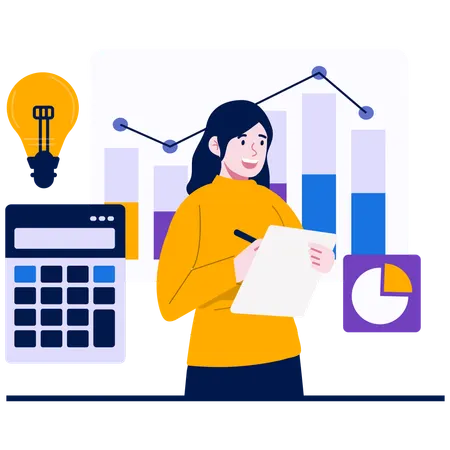 Business woman doing accounting  Illustration