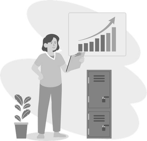 Business woman doing Chart Analysis  Illustration