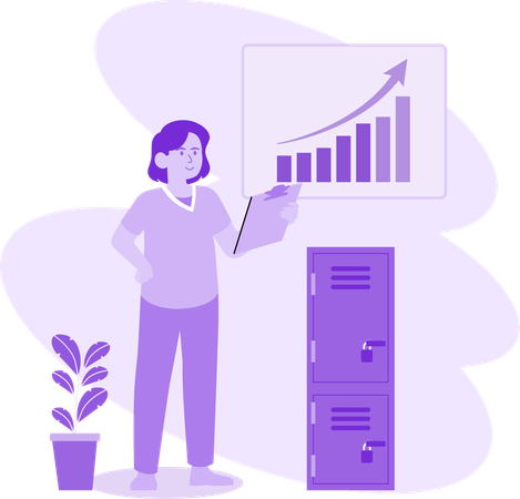 Business woman doing Chart Analysis  Illustration