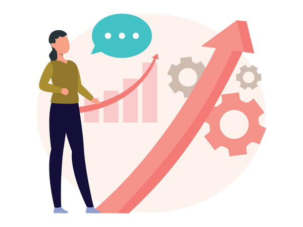 Business Woman doing data analysis  Illustration