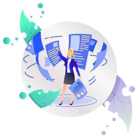 Business woman doing data analysis  Illustration