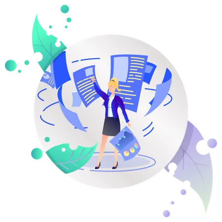 Business woman doing data analysis  Illustration