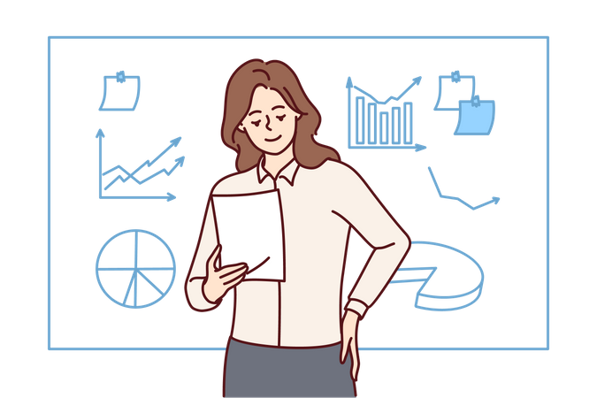 Business woman doing data analysis  Illustration